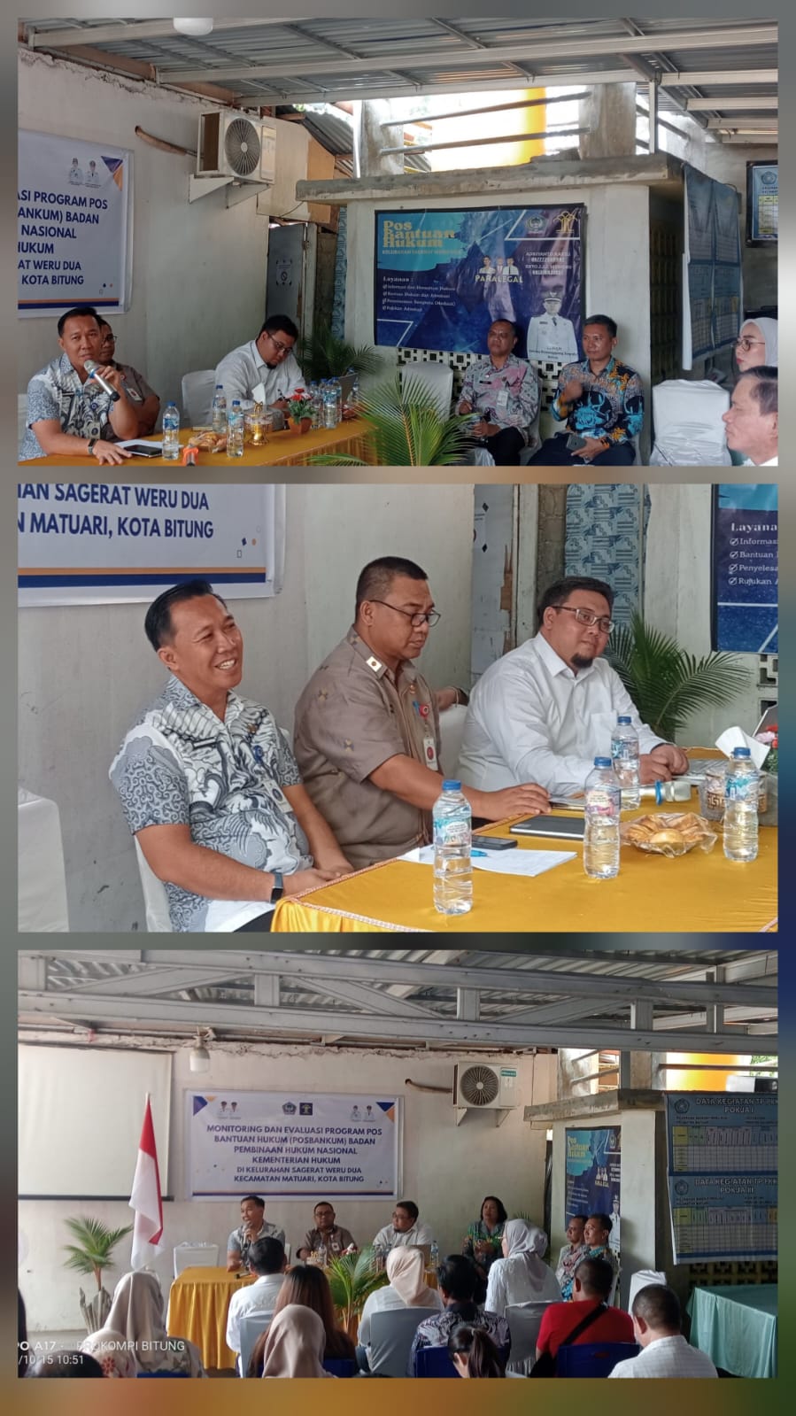 KEGIATAN MONEV PROGRAM POSBANKUM OLEH KANWIL KEMENTRIAN HUKUM, BADAN PEMBINAAN HUKUM NASIONAL DAN SEKRETARIAT NEGARA DI KANTOR KEL SAGERAT WERU II .